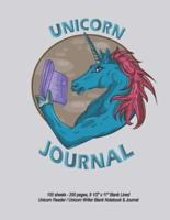 Unicorn Journal - 8 1/2" X 11" Lined Unicorn Reader / Unicorn Writer Blank Notebook & Journal