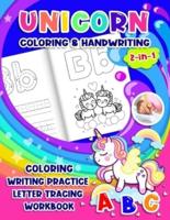 Unicorn Coloring & Handwriting 2 in 1 Coloring Writing Practice Letter Tracing Workbook