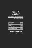 Cute Teacher Nutrition Table Magical Notebook, 100 Pages, White Paper, 100 Motivational Quotes Included, Matte Finish