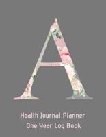 A Annual Health Journal Planner One Year Log Book Monogrammed Personalized