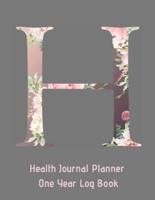 H Annual Health Journal Planner One Year Log Book Monogrammed Personalized