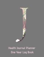 J Annual Health Journal Planner One Year Log Book Monogrammed Personalized