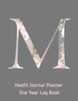 M Annual Health Journal Planner One Year Log Book Monogrammed Personalized Initial