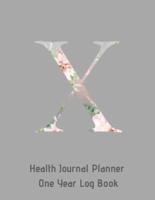 X Annual Health Journal Planner One Year Log Book Monogrammed Personalized Initial