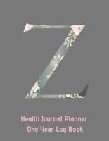 Z Annual Health Journal Planner One Year Log Book Monogrammed Personalized Initial