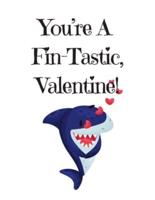 You're A Fin-Tastic Valentine, Graph Paper Composition Journal Notebook, White Cover With a Cute Baby Shark, Little Hearts & A Funny Shark Pun Saying