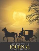 AT MIDNIGHT ( Black Horse ) - Inspirational Quote Journal / Thin Lined Notebook - Large ( 8,5" X 11" ) 100 Pages