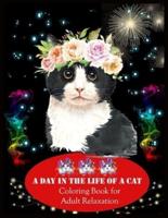 A DAY IN THE LIFE OF A CAT Coloring Book for Adult Relaxation