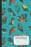 Notebook With Beautiful Bird Design on Teal Background