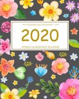 2020 Planner Monthly and Weekly Floral Cover Gray