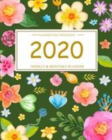 2020 Planner Monthly and Weekly Floral Cover Green