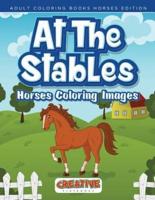 At The Stables, Horses Coloring Images - Adult Coloring Books Horses Edition