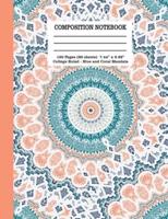 Composition Notebook 120 Pages (60 Sheets) 7.44" X 9.69" College Ruled - Blue and Coral Mandala