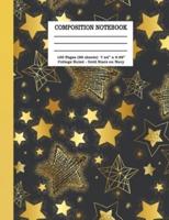 Composition Notebook 120 Pages (60 Sheets) 7.44" X 9.69" College Ruled - Gold Stars on Navy