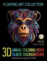 3D Animal Coloring Book Black Background Floating Art Collection