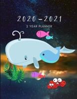 2020-2021 2 Year Planner Whales Monthly Calendar Goals Agenda Schedule Organizer