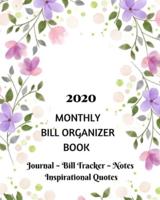 2020 Monthly Bill Organizer Book
