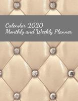 Calendar 2020 Monthly and Weekly Planner. With 12 Month and 52 Week Planner and Notebook. Diary / Log / Journal for 2020 - Classy Bright Gold Cover With 3D Illusion Effect