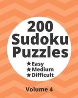 200 Sudoku Puzzles Easy Medium Difficult Vol. 4