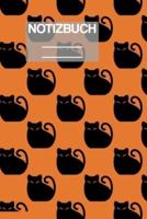 Notizbuch A5 Muster Zeichnung Katzen Katze Cat Cats Orange Schwarz