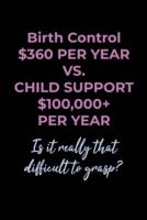 Birth Control $360 Per Year VS. Child Support $100,000+ Per Year