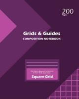 Grids and Guides Square Grid, Quad Ruled, Composition Notebook, 100 Sheets, Large Size 8 x 10 Inch Purple Cover