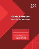 Grids and Guides Square Grid, Quad Ruled, Composition Notebook, 100 Sheets, Large Size 8 x 10 Inch Red Cover