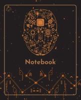 College Notebook: Student notebook   Journal   Diary   Robot mechanical face cover notepad by Raz McOvoo