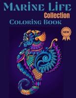 Marine life Collection Coloring Book: Nice Art Design in Marine Life Theme for Color Therapy and Relaxation   Increasing positive emotions  8.5"x11"