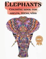 Elephants Coloring books for adults, teens, kids  : Nice Art Design in Elephants Theme for Color Therapy and Relaxation   Increasing positive emotions  8.5"x11"