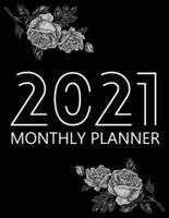 2021 Monthly Planner: 12 Month Agenda for Women with Black Paper, Monthly Organizer Book for Activities and Appointments, 1 Year Calendar Notebook for Gel Pens, 8.5″ x 11″, 70 Pages