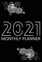 2021 Monthly Planner: 12 Month Agenda for Women with Black Paper, Monthly Organizer Book for Activities and Appointments, 1 Year Calendar Notebook for Gel Pens, 6″ x 9″, 70 Pages