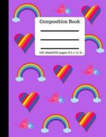 Composition Book Rainbow Hearts College Ruled Lined Pages