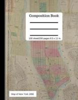 Map of New York City Composition Book College Ruled 100 Pages 8.5 X 11