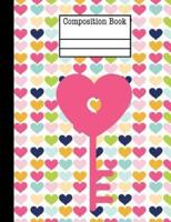 Key Hearts Composition Notebook - College Ruled