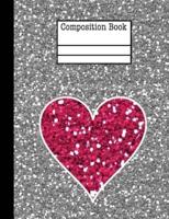 Glitter Heart Composition Notebook - College Ruled