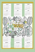 Jungle Doodle Coloring Calendar Planner (6X9)