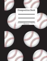 Composition Book 100 Sheet/200 Pages 8.5 X 11 In.-College Ruled Baseball-Black-