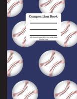 Composition Book 200 Sheet/400 Pages 8.5 X 11 In.-Wide Ruled Baseball-Navy