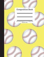 Composition Book 200 Sheet/400 Pages 8.5 X 11 In.-College Ruled Baseball-Yellow