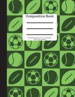 Composition Book 200 Sheet/400 Pages 8.5 X 11 In.-Wide Ruled Sports Green Black