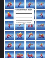 Composition Book 200 Sheet/400 Pages 8.5 X 11 In.-College Ruled Colorful Sports