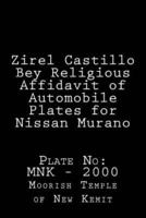 Zirel Castillo Bey Religious Affidavit of Automobile Plates for Nissan Murano