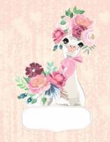 Alpaca Llama Floral Peach Journal 200 Pages College Ruled