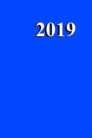 2019 Weekly Planner Blue Simple Plain Blue 134 Pages