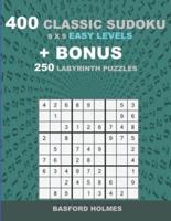 400 Classic Sudoku 9 X 9 EASY LEVELS + BONUS 250 Labyrinth Puzzles