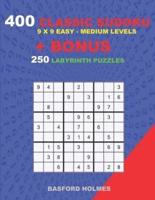 400 Classic Sudoku 9 X 9 EASY - MEDIUM LEVELS + BONUS 250 Labyrinth Puzzles