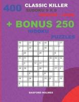 400 Classic Killer Sudoku 9 X 9 MEDIUM - HARD + BONUS 250 Hidoku Puzzles