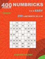 400 Numbricks Puzzles 9 X 9 Easy + Bonus 250 Labyrinth 25 X 25