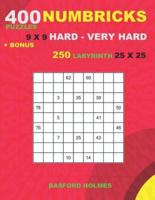 400 Numbricks Puzzles 9 X 9 Hard - Very Hard + Bonus 250 Labyrinth 25 X 25